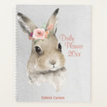 Aquarelle de lapin mou Floral Nom du script Planif<br><div class="desc">Un joli planificateur quotidien gris pour tous les jours. lapin lapin lapin à lapin à fleurs d'aquarelle. Ajoutez votre nom et faites de ce carnet votre propre nom. Le lapin lapin lapin est adorable. C'est aussi mignon que possible. Cette conception peut être transférée à de nombreux autres éléments de votre...</div>