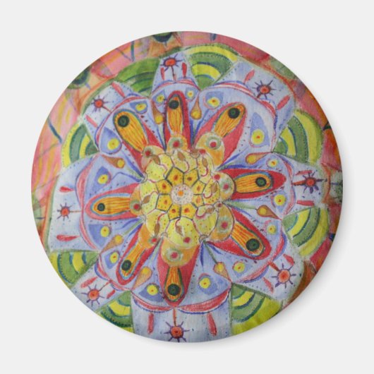 Aquarelle de mandala colorée Magnet (Devant)