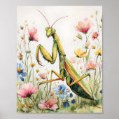 Aquarelle de Mantis de fleurs Impression - Mantis (Devant)