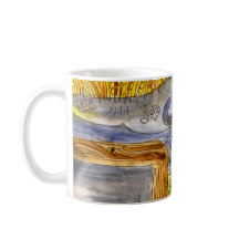 Aquarelle de marais sur tasse de café