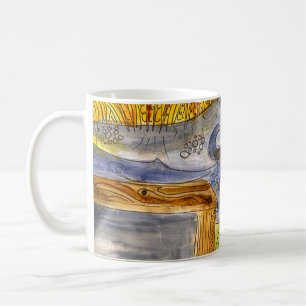 Aquarelle de marais sur tasse de café