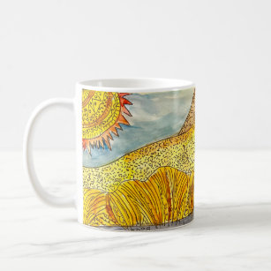 Aquarelle de marais sur une tasse de café