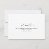 Aquarelle de Mariage de prune violette Folial RSVP (Dos)