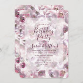 Aquarelle de Mauve Floral Invitation de fête d'ann (Devant / Derrière)