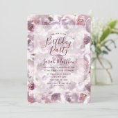 Aquarelle de Mauve Floral Invitation de fête d'ann (Debout devant)