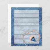 Aquarelle de méduse Lettre lin papier écriture (Devant / Derrière)