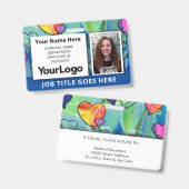 Aquarelle de Neon Badge d'identification de l'empl (Avant & arrière)