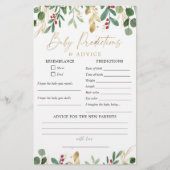 Aquarelle de Noël Bébé prédictions carte de consei (Devant)