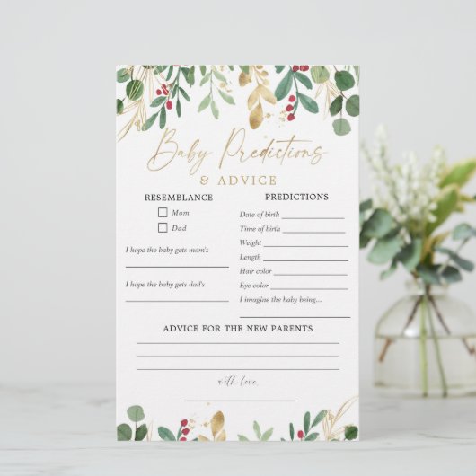 Aquarelle de Noël Bébé prédictions carte de consei (Debout devant)