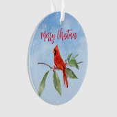 Aquarelle de Noël Bleu Vert Rouge Cardinal Oiseau (devant)