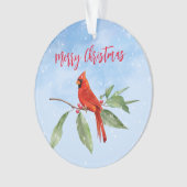 Aquarelle de Noël Bleu Vert Rouge Cardinal Oiseau (devant)