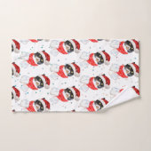 Aquarelle de Noël Chat Tricolée avec Écharpe (Serviette à main)