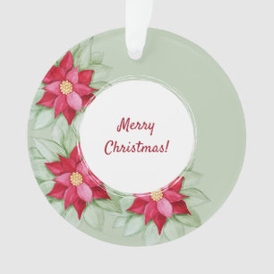 Aquarelle de Noël Poinsettia Peinte à la main