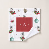 Aquarelle de Noël Tufé Titmouse Oiseau d'hiver (Gant de toilette)