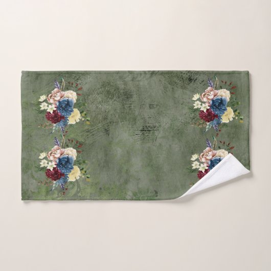 Aquarelle de Noël Vert Floral (Serviette à main)