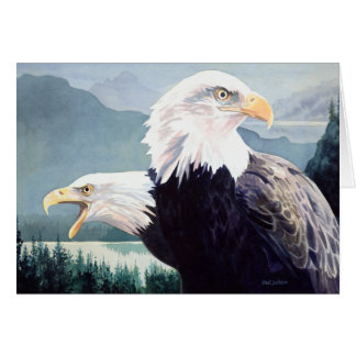 Aquarelle de paires d'Eagle chauve de "vigilance"