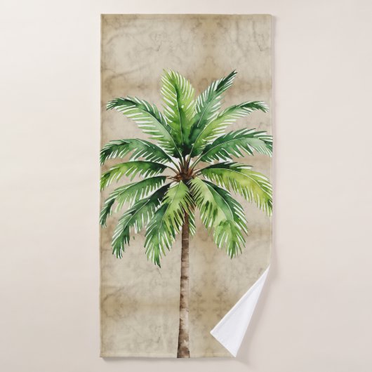 Aquarelle de palmier Tropical Élégant été (Serviette de bain)