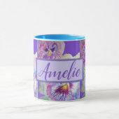 Aquarelle de Pansy Floral Plutôt mauve Mug (Centre)