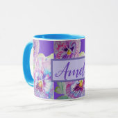 Aquarelle de Pansy Floral Plutôt mauve Mug (Devant gauche)