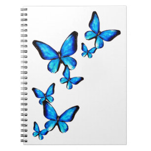 Aquarelle de papillon bleu Carnet spiral