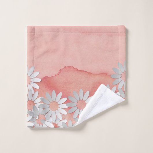 Aquarelle de pêche et fleurs blanches (Gant de toilette)