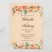 Aquarelle de Pêche Florale Faire-part de mariage m (Devant / Derrière)