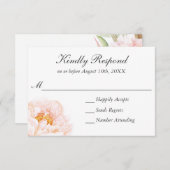 Aquarelle de pivoines roses luxuriantes RSVP flora (Devant / Derrière)