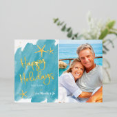 Aquarelle de plage minimaliste Joyeuses vacances (Debout devant)