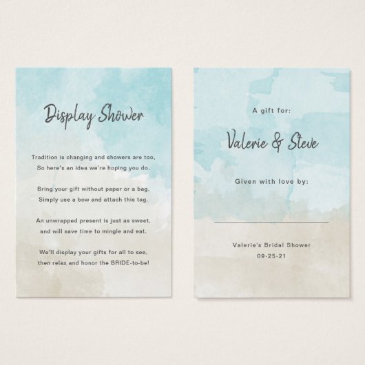 Aquarelle de plage No Wrap Douche étiquette cadeau (Devant & derrière)