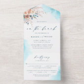 Aquarelle de plage tout en un Faire-part de mariag (À l'intérieur)