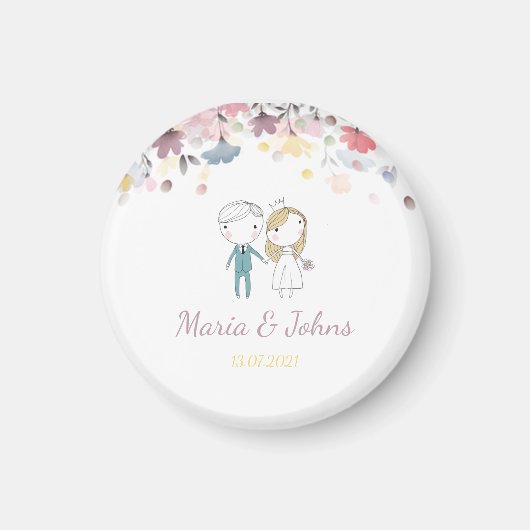 Aquarelle de printemps colorée Aimant floral (Devant)