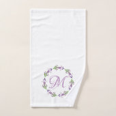 Aquarelle de prune Verdure Wreath Monogramme (Serviette à main)