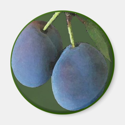 Aquarelle de prunes violettes - Aimant (Devant)