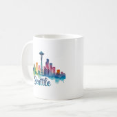 Aquarelle de Seattle City Skyline Mug (Devant gauche)
