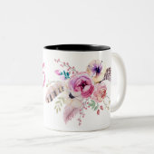 Aquarelle de tasse de Madame de patron florale (Devant droit)