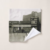 AQUARELLE DE TRAIN DE CHARIOT À MARCHÉ DE (Gant de toilette)