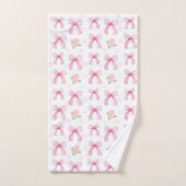 Aquarelle de vaches roses avec coeur (Serviette à main)