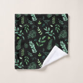 Aquarelle de verdure noire Feuilles botaniques (Gant de toilette)
