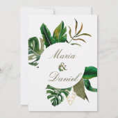 Aquarelle de verdure tropicale Faire-part de maria (Dos)