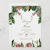 Aquarelle de verdure tropicale Faire-part de maria (Devant / Derrière)