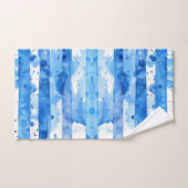 Aquarelle Décor de plage bleu et blanc rayé (Serviette à main)