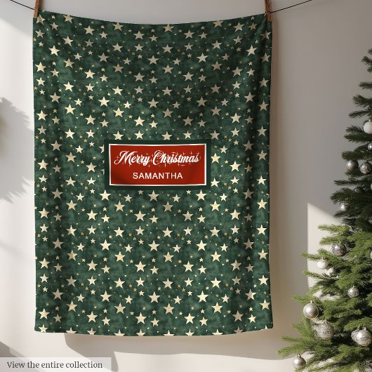 Aquarelle Deep Green Gold Stars Couverture festive