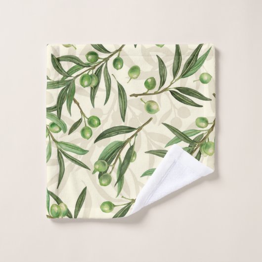 Aquarelle des branches d'olive (Gant de toilette)