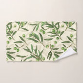 Aquarelle des branches d'olive (Serviette à main)