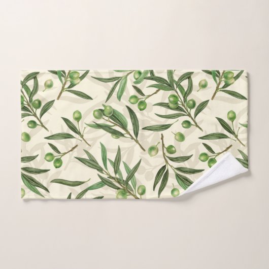 Aquarelle des branches d'olive (Serviette à main)