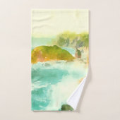 Aquarelle des vagues écrasantes (Serviette à main)