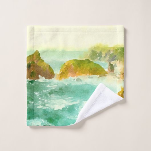 Aquarelle des vagues écrasantes (Gant de toilette)