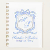 Aquarelle Designer Blue Monogram Crest Mariage (Devant)