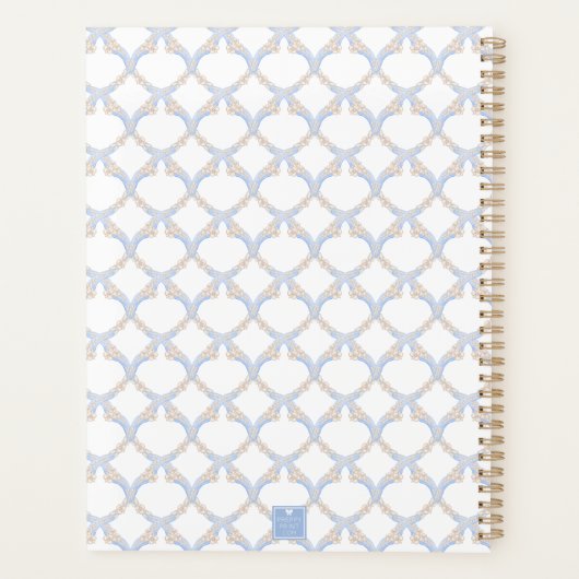 Aquarelle Designer Blue Monogram Crest Mariage (Dos)