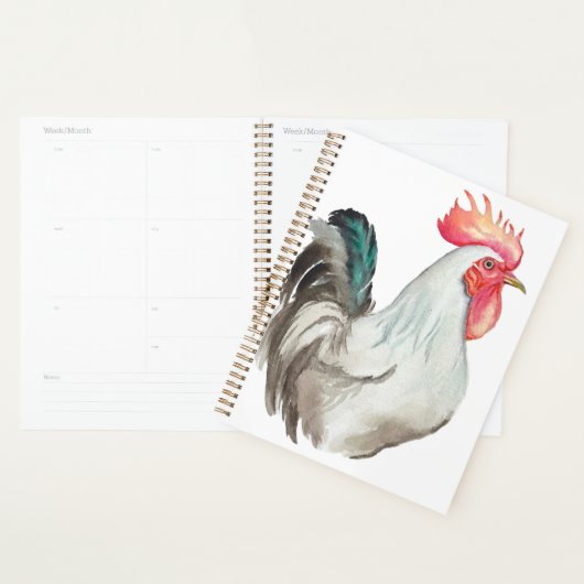Aquarelle dessinée à la main d'un coq (Devant avec enveloppe)